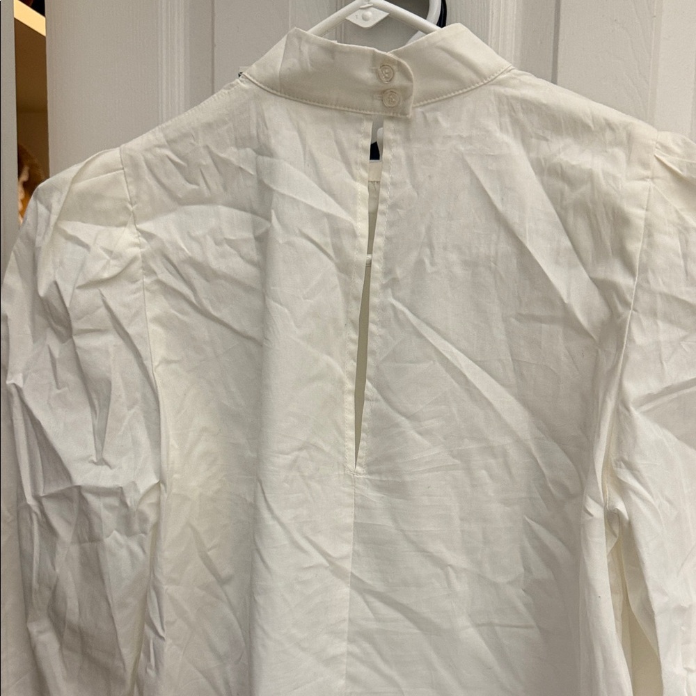 NWT H&M Elegant White Long Sleeve puff shoulder cotton Blouse ## - Picture 7 of 7
